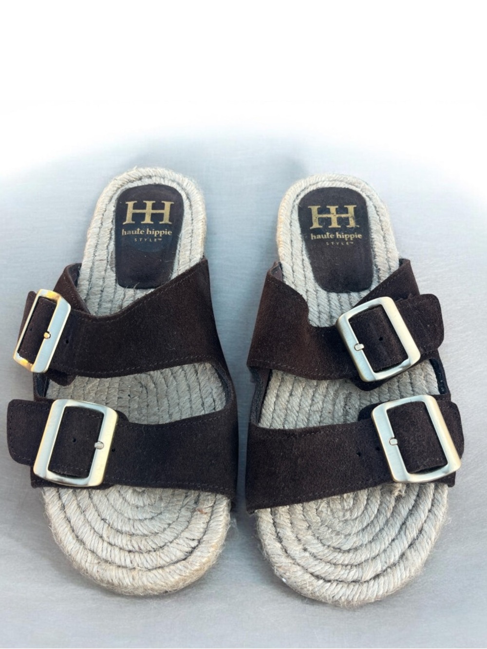 Haute Hippie Nikki Sandals Gold Buckle Suede